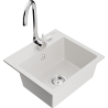 Mexen Milo granite kitchen sink single-bowl with Telma kitchen faucet, white - 6505-20-670200-00