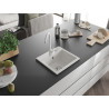 Mexen Milo 1-bowl granite sink with Telma kitchen faucet, white - 6505-20-670200-20