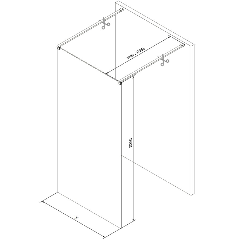 Mexen Kioto freestanding shower wall 100 x 200 cm, bronze 8 mm, brushed copper - 800-100-002-65-32