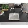 Mexen Milo 1-bowl granite sink with Telma kitchen faucet, white - 6505-20-670200-20