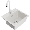 Mexen Milo 1-bowl granite sink with Telma kitchen tap, white - 6505-20-670200-20