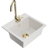 Mexen Milo 1-bowl granite sink with Telma kitchen faucet, white - 6505-20-670200-50