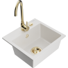 Mexen Milo 1-compartment granite sink with kitchen mixer tap Telma, White - 6505-20-670200-50