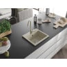 Mexen Milo granite sink 1-bowl with Telma kitchen mixer tap, beige - 6505-69-670200-69