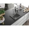 Mexen Milo granite kitchen sink with 1-bowl and Telma kitchen faucet, gray - 6505-71-670200-00