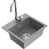 Mexen Milo granite kitchen sink 1-bowl with Telma kitchen tap, grey - 6505-71-670200-00
