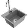 Mexen Milo granite kitchen sink with 1-bowl and Telma kitchen faucet, gray - 6505-71-670200-00