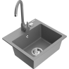 Mexen Milo 1-bowl granite sink with Telma kitchen tap, grey - 6505-71-670200-71