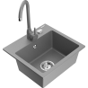Mexen Milo single-basin granite kitchen sink with Telma faucet, gray - 6505-71-670200-71