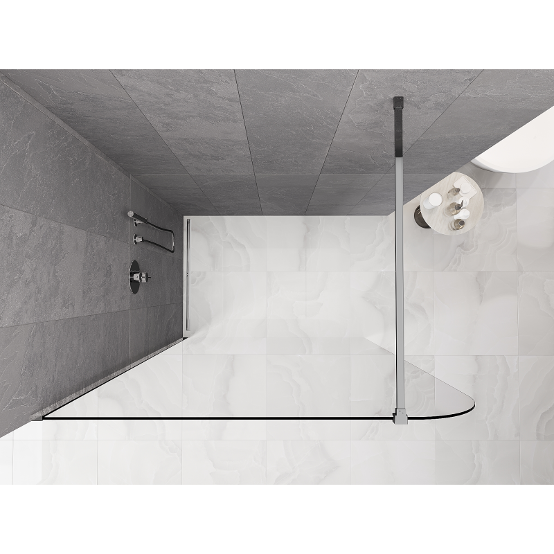 Mexen Kioto-P Walk-in Shower Wall 100 x 200 cm, Transparent 8 mm, Chrome - 800-100-101-01-00-P