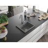 Mexen Milo single-basin granite kitchen sink with Telma faucet, gray - 6505-71-670200-71