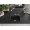 Mexen Milo 1-bowl granite kitchen sink with Telma faucet, black/silver - 6505-73-670200-00