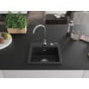 Mexen Milo granite kitchen sink 1-bowl with Telma kitchen tap, black/silver - 6505-73-670200-00