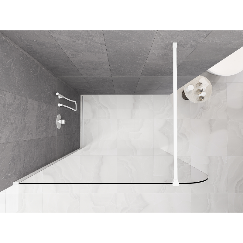Mexen Kioto-P Walk-in Shower Wall 140 x 200 cm, Transparent 8 mm, White - 800-140-101-20-00-P