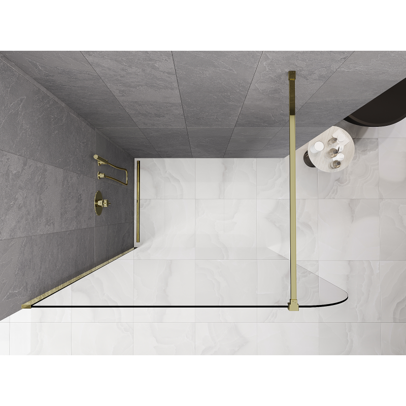Mexen Kioto-P Walk-in Shower Screen 80 x 200 cm, Transparent 8 mm, Gold - 800-080-101-50-00-P
