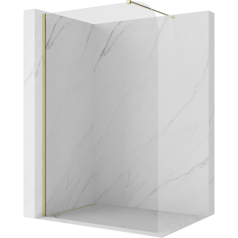 Mexen Kioto-P Walk-in Shower Wall 100 x 200 cm, Transparent 8 mm, Gold - 800-100-101-50-00-P