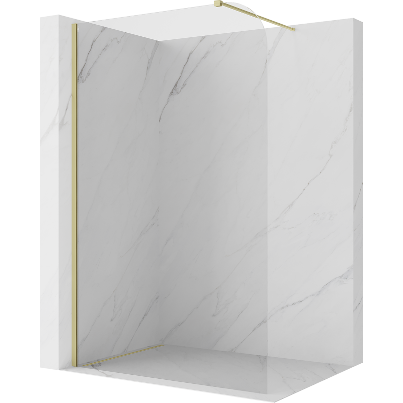 Mexen Kioto-P Walk-in Shower Wall 100 x 200 cm, Transparent 8 mm, Brushed Gold - 800-100-101-55-00-P