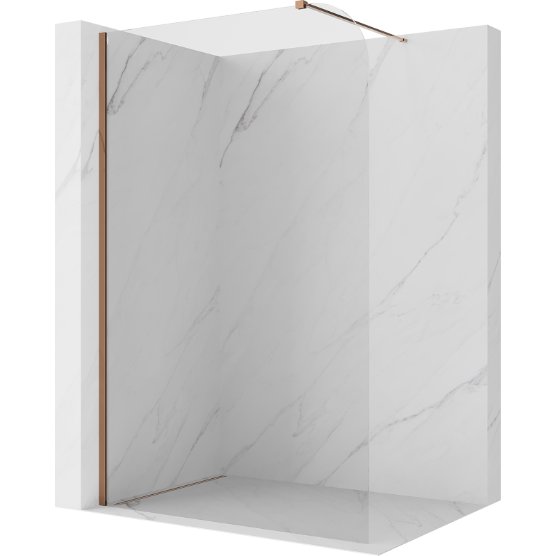 Mexen Kioto-P Walk-in shower wall 130 x 200 cm, transparent 8 mm, rose gold - 800-130-101-60-00-P