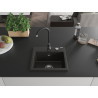 Mexen Milo granite sink 1-bowl with Telma kitchen faucet, black/gold - 6505-75-670200-70