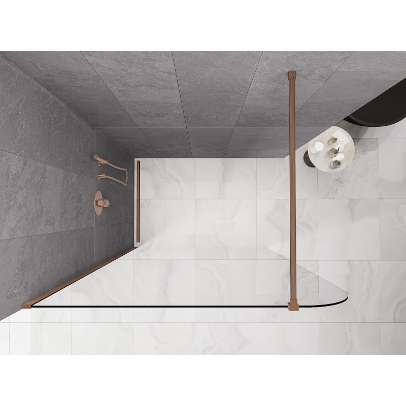Mexen Kioto-P Walk-in Shower Wall 110 x 200 cm, Transparent 8 mm, Brushed Copper - 800-110-101-65-00-P