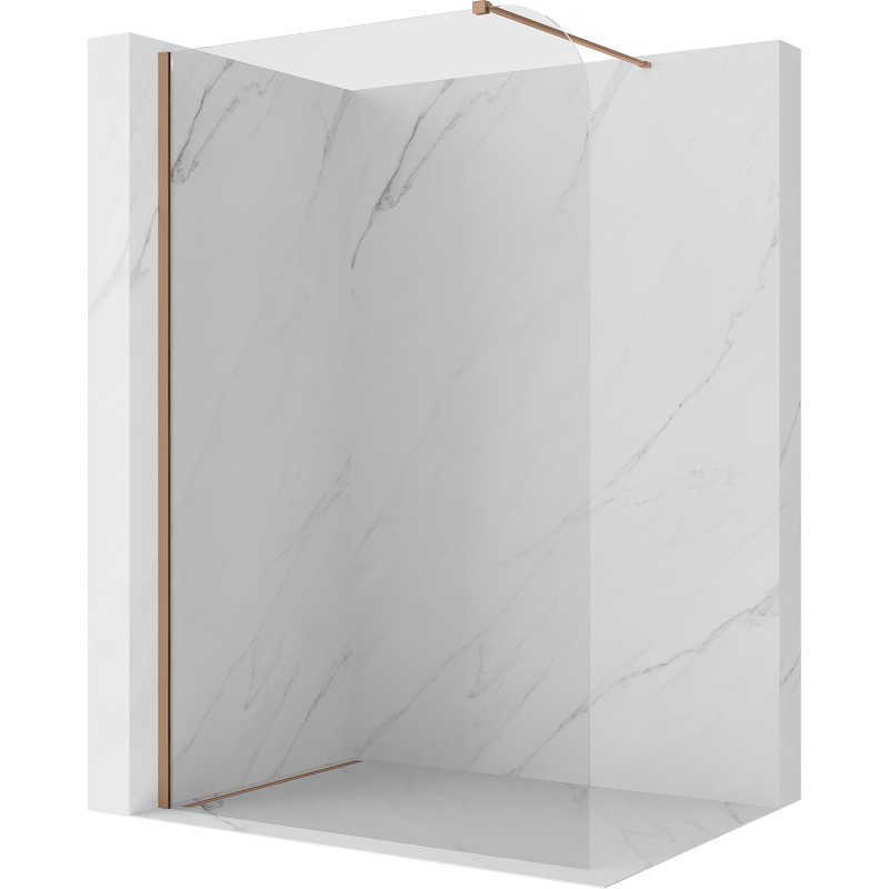 Mexen Kioto-P Walk-in Shower Panel 130 x 200 cm, Transparent 8 mm, Brushed Copper - 800-130-101-65-00-P
