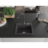 Mexen Milo 1-bowl granite sink with Telma kitchen faucet, speckled black - 6505-76-670200-76