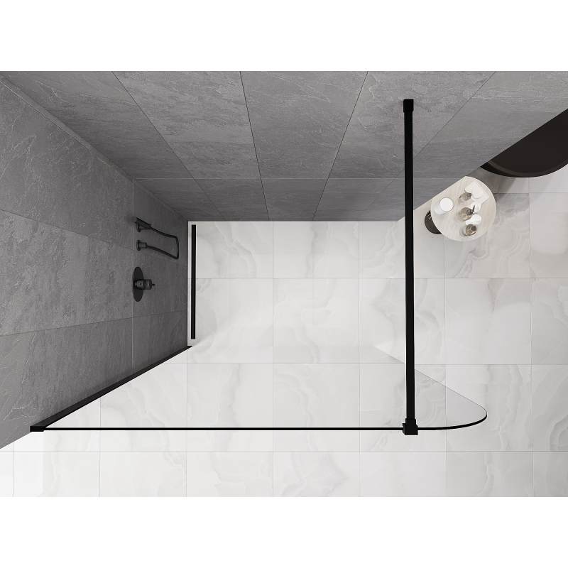 Mexen Kioto-P Walk-in Shower Screen 70 x 200 cm, Transparent 8 mm, Black - 800-070-101-70-00-P