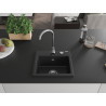 Mexen Milo granite kitchen sink 1-bowl with Telma kitchen faucet, black - 6505-77-670200-00