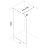 Mexen Kioto-P Walk-in Shower Wall 80 x 200 cm, transparent 8 mm, gun metal - 800-080-101-95-00-P