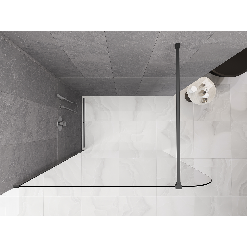 Mexen Kioto-P Shower Screen Walk-in 90 x 200 cm, transparent 8 mm, gun metal - 800-090-101-95-00-P