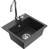 Mexen Milo granite sink 1-bowl with Telma kitchen tap, black speckled - 6505-76-670200-00