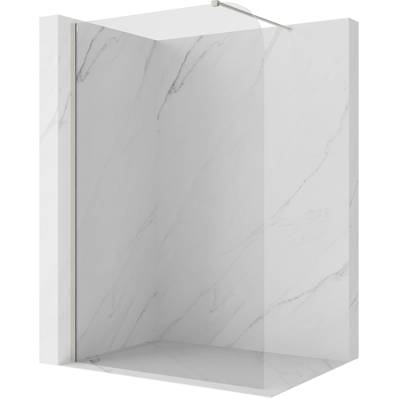 Mexen Kioto-P Walk-in Shower Wall 100 x 200 cm, Transparent 8 mm, Brushed Nickel - 800-100-101-97-00-P