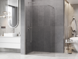 Mexen Kioto-P Walk-in Shower Wall 120 x 200 cm, Transparent 8 mm, Brushed Nickel - 800-120-101-97-00-P