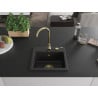 Mexen Milo 1-bowl granite sink with Telma kitchen mixer tap, black - 6505-77-670200-50