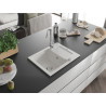 Mexen Enzo single-bowl granite sink with drainer and Telma kitchen faucet, white - 6506-20-670200-00