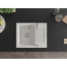 Mexen Enzo single-bowl granite sink with drainer and Telma kitchen faucet, white - 6506-20-670200-00