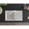 Mexen Pablo Granite Sink 1-Bowl with Drainer and Duero Kitchen Faucet, White - 6510-20-671600-20