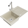 Mexen Pablo granite kitchen sink 1-bowl with drainer and Duero kitchen tap, beige - 6510-69-671600-00
