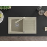Mexen Pablo Duero 1-Bowl Granite Sink with Drainer and Kitchen Faucet, Beige - 6510-69-671600-69