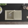 Mexen Pablo granite sink 1-chamber with drainer and Duero kitchen faucet, beige - 6510-69-671600-69