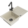 Mexen Pablo 1-chamber granite sink with drainer and Duero kitchen faucet, beige - 6510-69-671600-70