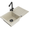 Mexen Pablo granite 1-bowl sink with drainer and Duero kitchen tap, beige - 6510-69-671600-70