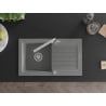 Mexen Pablo 1-bowl granite sink with drainer and Duero kitchen faucet, gray - 6510-71-671600-00