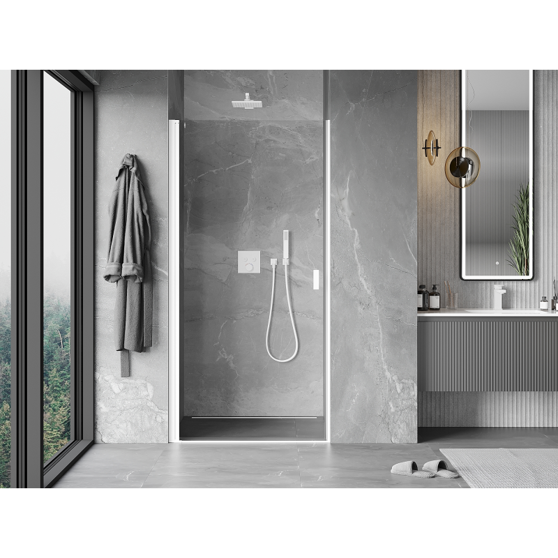 Mexen Mist-B 70 cm Hinged Shower Door, Transparent, White - 8A2-070-000-20-00