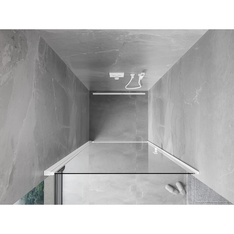 Mexen Mist-B 80 cm pivot shower door, transparent, white - 8A2-080-000-20-00