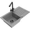 Mexen Pablo 1-compartment granite sink with a drip tray and kitchen mixer tap Duero, Grey - 6510-71-671600-70-B