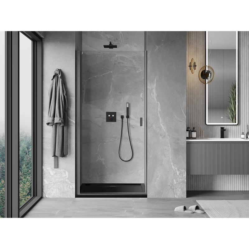 Mexen Mist-B 65 cm Hinged Shower Door, Transparent, Brushed Gun Gray - 8A2-065-000-66-00