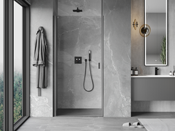 Mexen Mist-B swing shower door 85 cm, transparent, brushed gun gray - 8A2-085-000-66-00