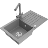 Mexen Pablo granite sink 1-bowl with drainer and Duero kitchen faucet, gray - 6510-71-671600-71