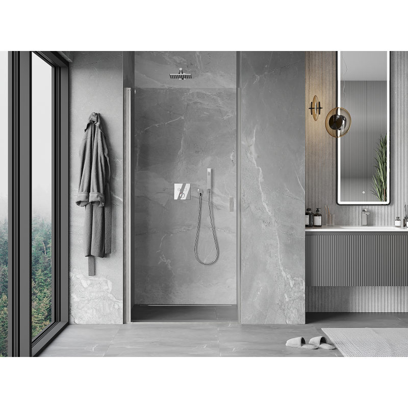 Mexen Mist-B 80 cm hinged shower door, transparent, brushed nickel - 8A2-080-000-97-00